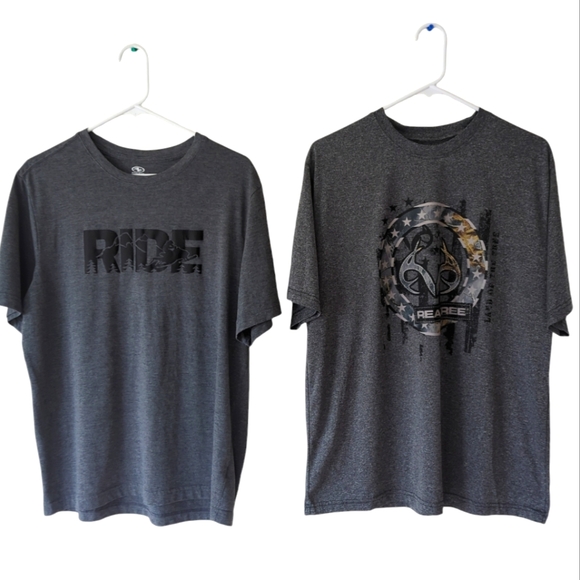 Lot of 2 Realtree/Athletic Works Graphic Crew Neck SS T-Shirts LARGE Gray - Picture 2 of 13